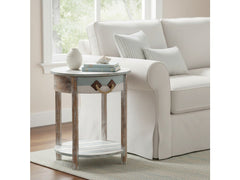 Nantucket Blue/White Round Accent Table - Ornate Home