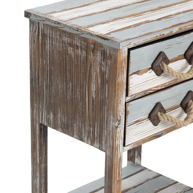 Nantucket Blue/White Square Accent Table - Ornate Home