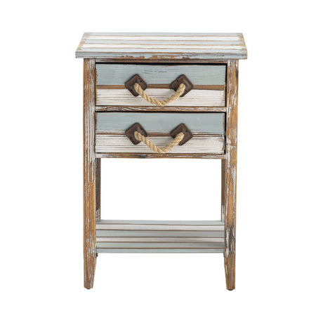 Nantucket Blue/White Square Accent Table - Ornate Home