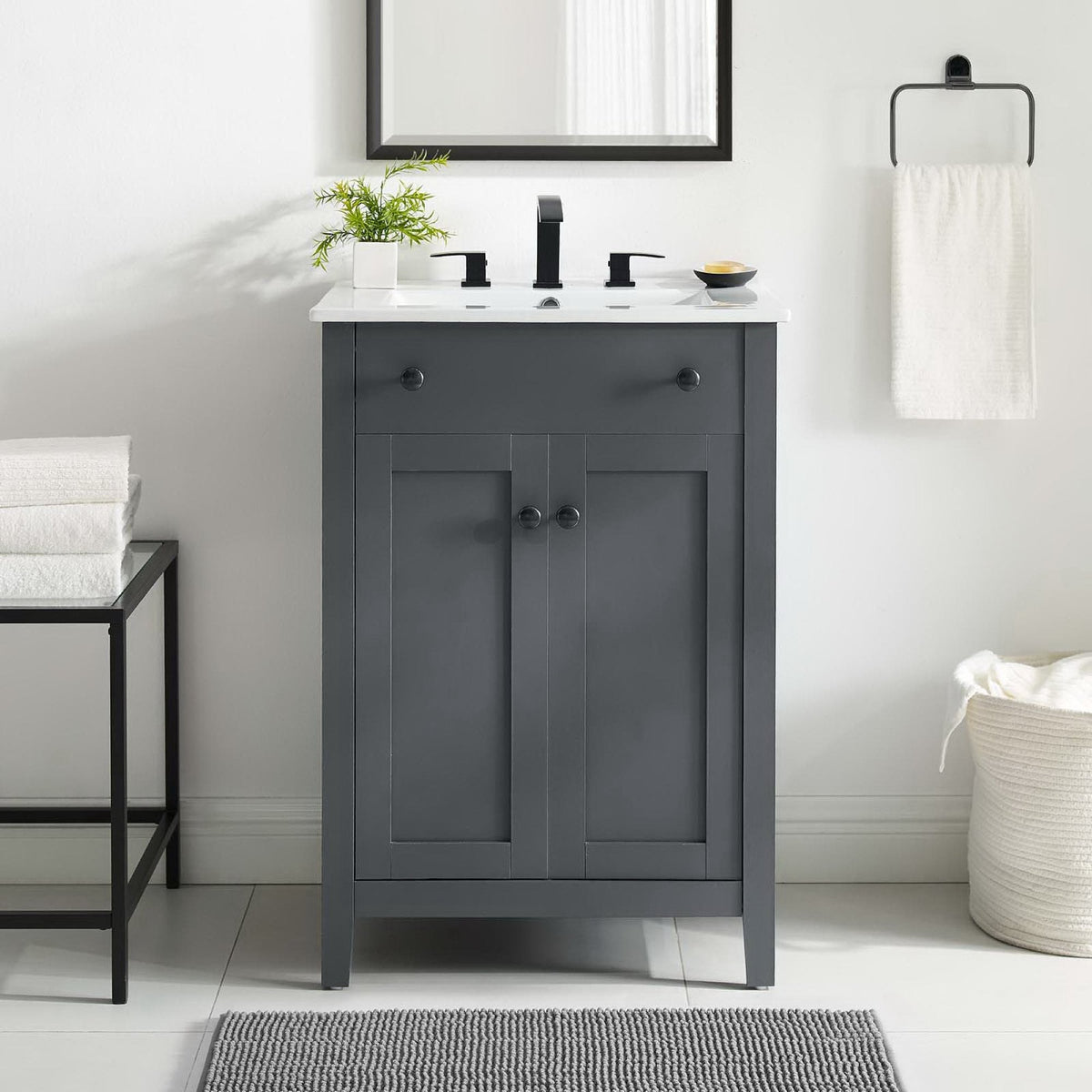 Nantucket Gray 24" Bathroom Vanity Cabinet (Sink Basin Not Included) - Ornate Home
