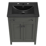 Nantucket Gray/Black 24" Bathroom Vanity - Ornate Home