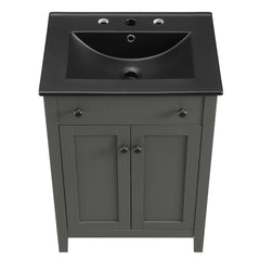 Nantucket Gray/Black 24" Bathroom Vanity - Ornate Home