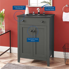 Nantucket Gray/Black 24" Bathroom Vanity - Ornate Home