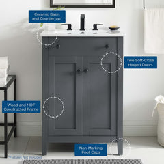 Nantucket Gray/White 24" Bathroom Vanity - Ornate Home