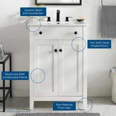 Nantucket White 24" Bathroom Vanity - Ornate Home