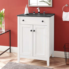 Nantucket White/Black 24" Bathroom Vanity - Ornate Home