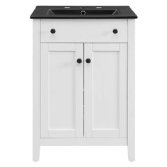 Nantucket White/Black 24" Bathroom Vanity - Ornate Home