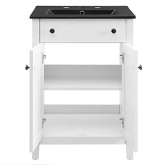 Nantucket White/Black 24" Bathroom Vanity - Ornate Home