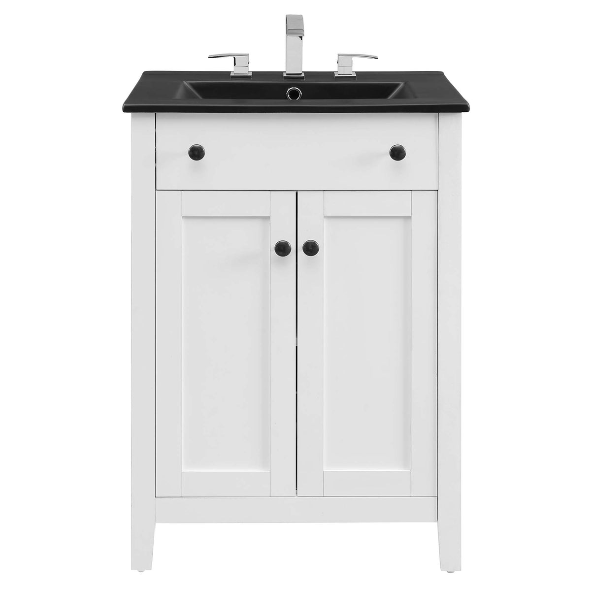 Nantucket White/Black 24" Bathroom Vanity - Ornate Home