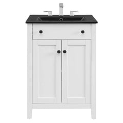 Nantucket White/Black 24" Bathroom Vanity - Ornate Home