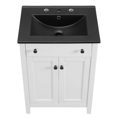 Nantucket White/Black 24" Bathroom Vanity - Ornate Home