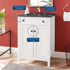 Nantucket White/Black 24" Bathroom Vanity - Ornate Home