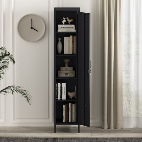 Naomi 15" Single Locker Storage Cabinet in Black - Ornate Home