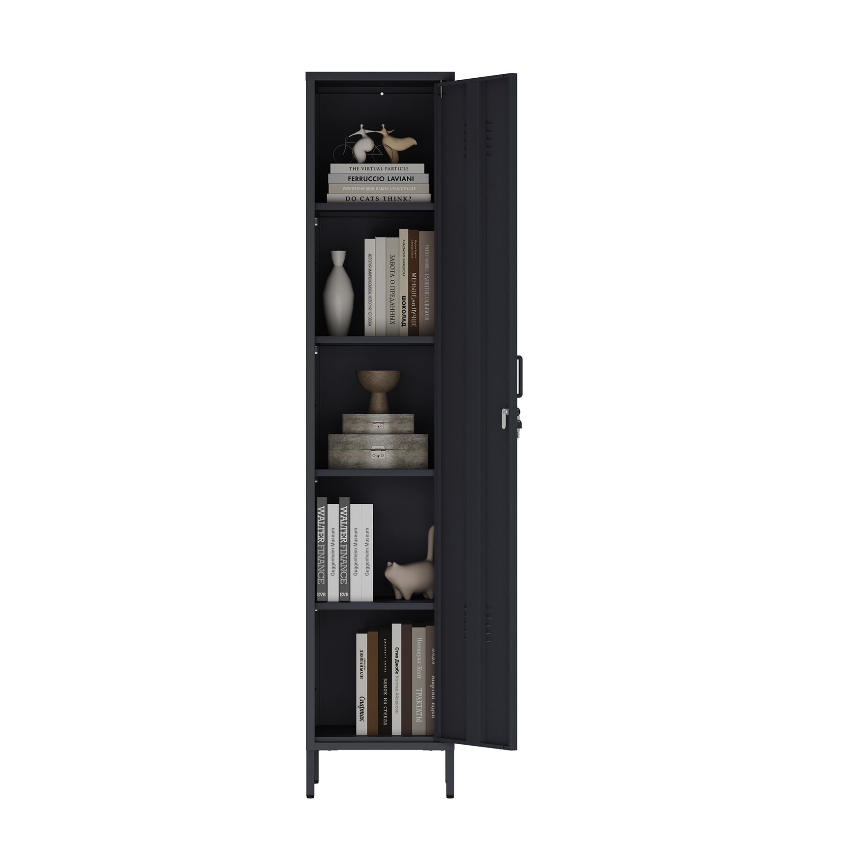 Naomi 15" Single Locker Storage Cabinet in Black - Ornate Home