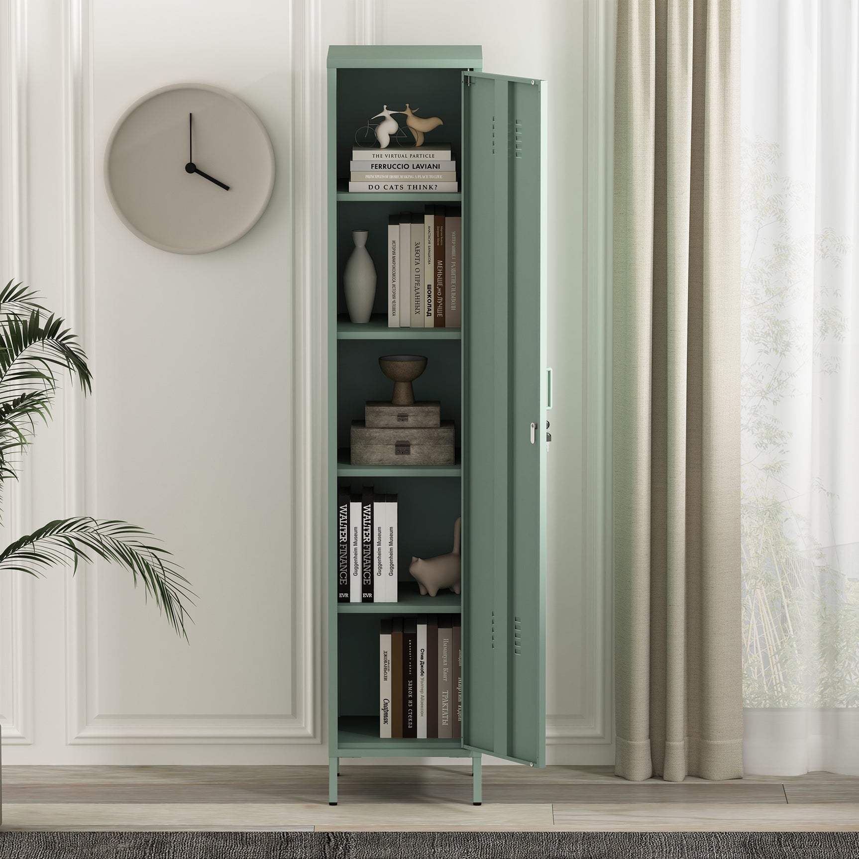 Naomi 15" Single Locker Storage Cabinet in Green - Ornate Home