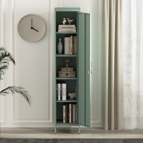 Naomi 15" Single Locker Storage Cabinet in Green - Ornate Home