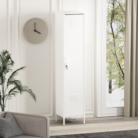 Naomi 15" Single Locker Storage Cabinet in White - Ornate Home