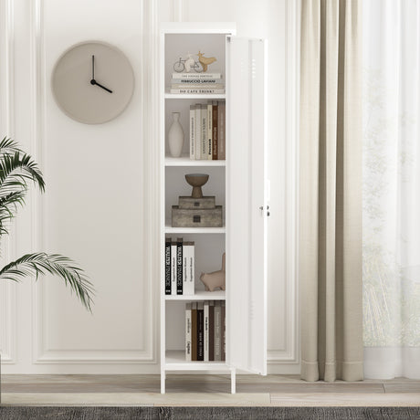 Naomi 15" Single Locker Storage Cabinet in White - Ornate Home