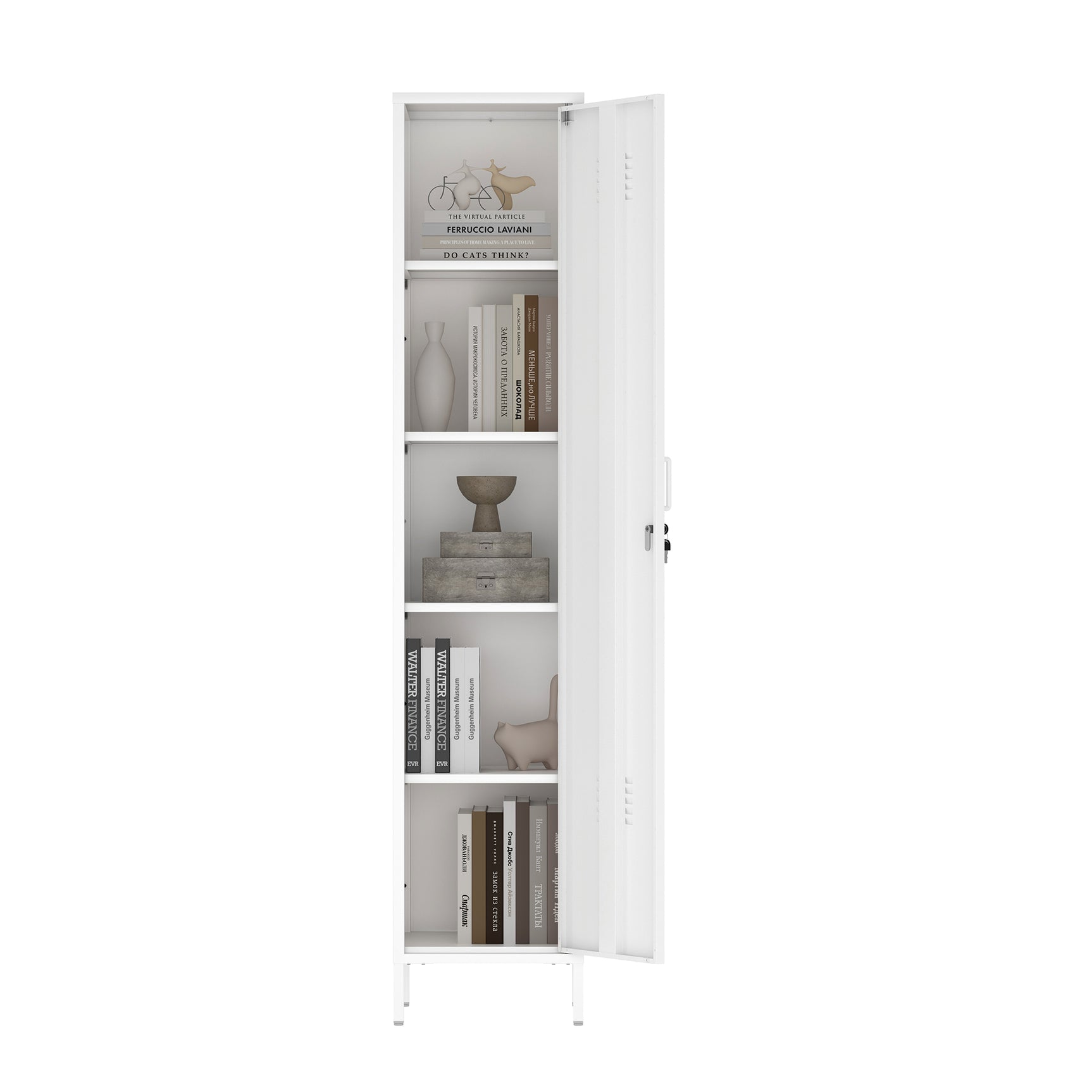 Naomi 15" Single Locker Storage Cabinet in White - Ornate Home