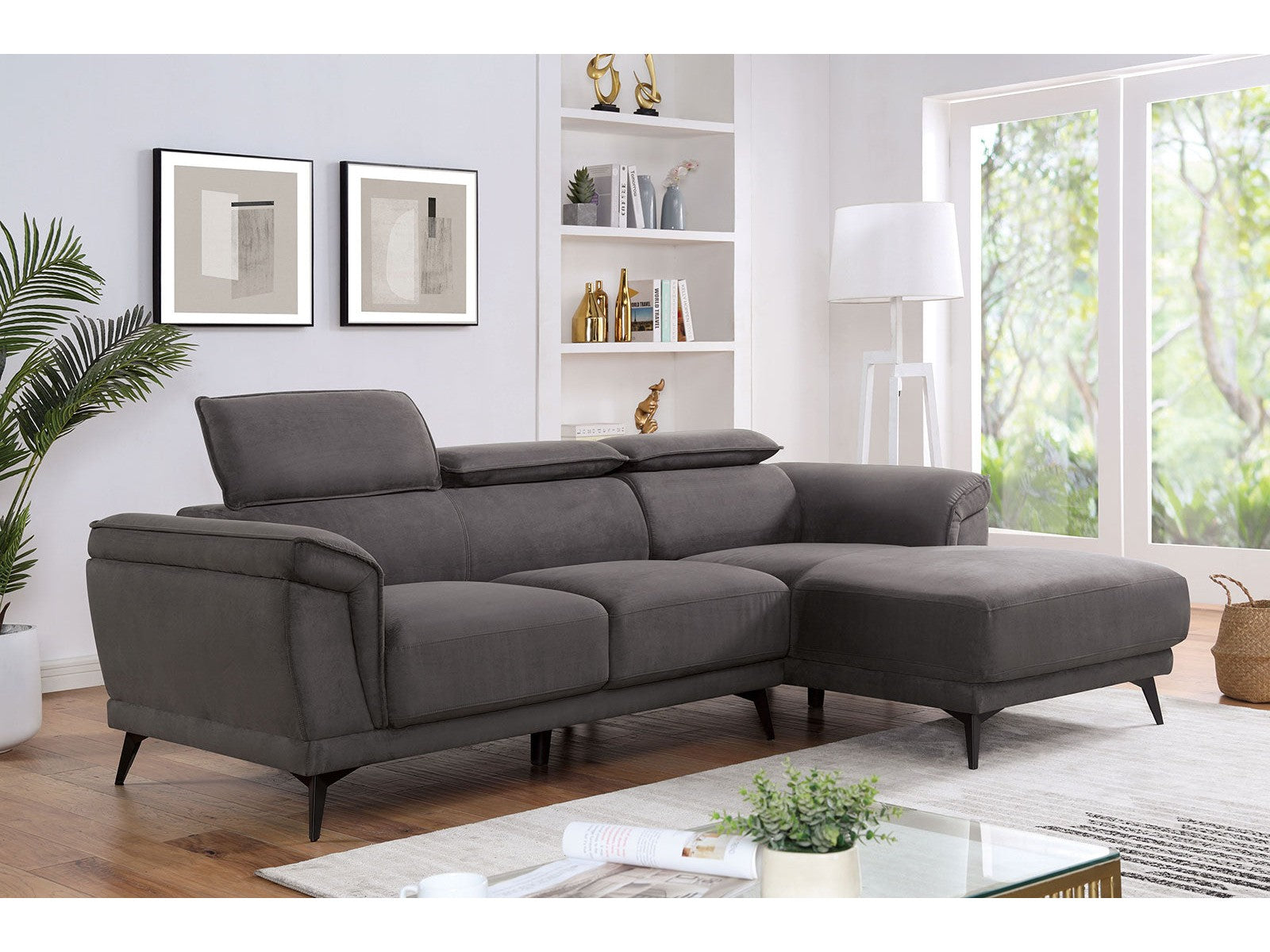 Napanee Dark Gray Sectional w/ Armless Chair - Ornate Home
