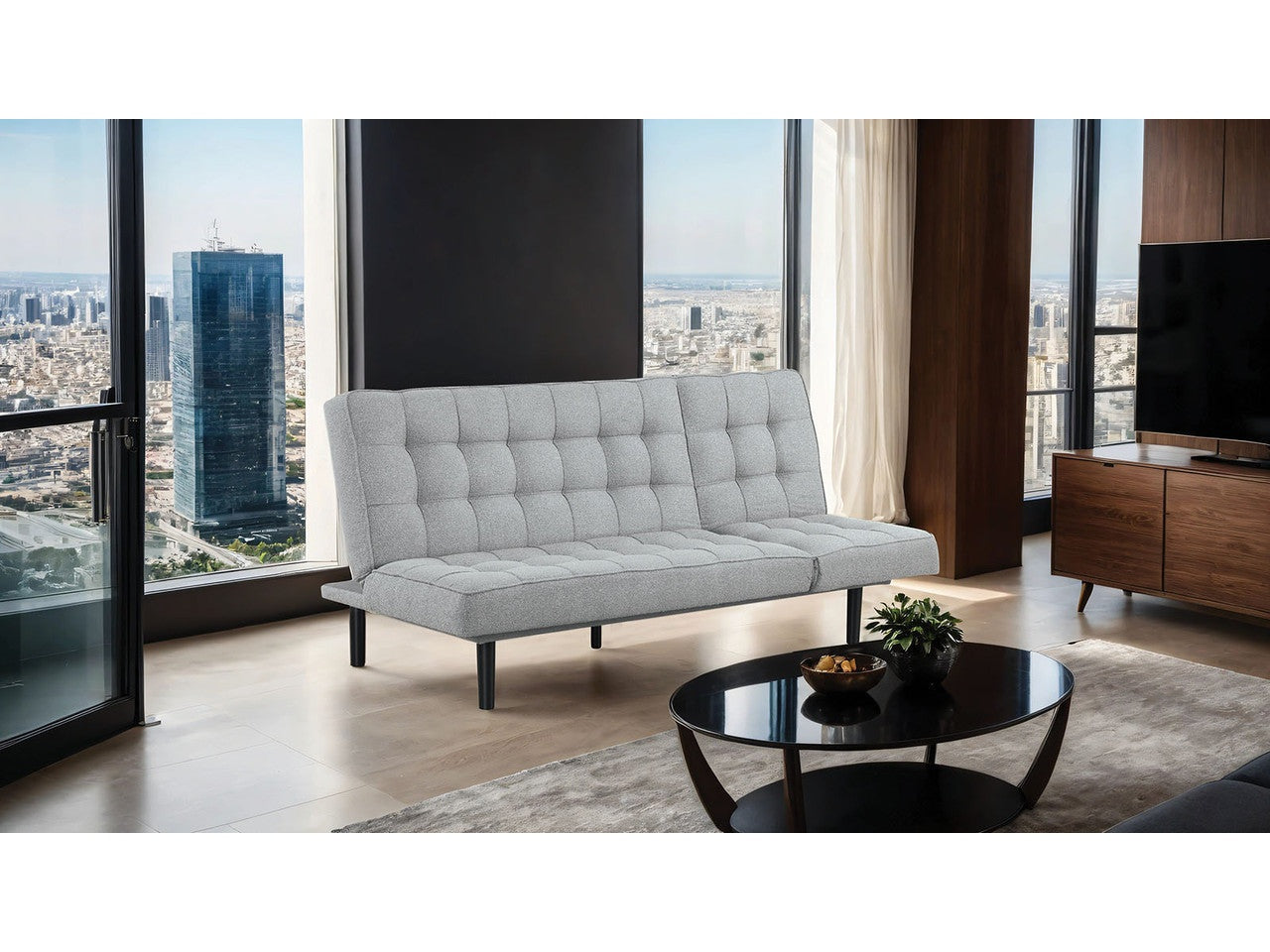 Napervill Light Gray Futon Sofa - Ornate Home