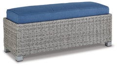 Naples Beach Light Gray Outdoor Bench w/ Cushion - Ornate Home