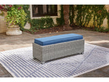 Naples Beach Light Gray Outdoor Bench w/ Cushion - Ornate Home