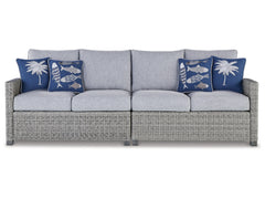 Naples Beach Light Gray Outdoor Right and Left-arm Facing Loveseat w/ Cushion (Set of 2) P439-854 - Ornate Home