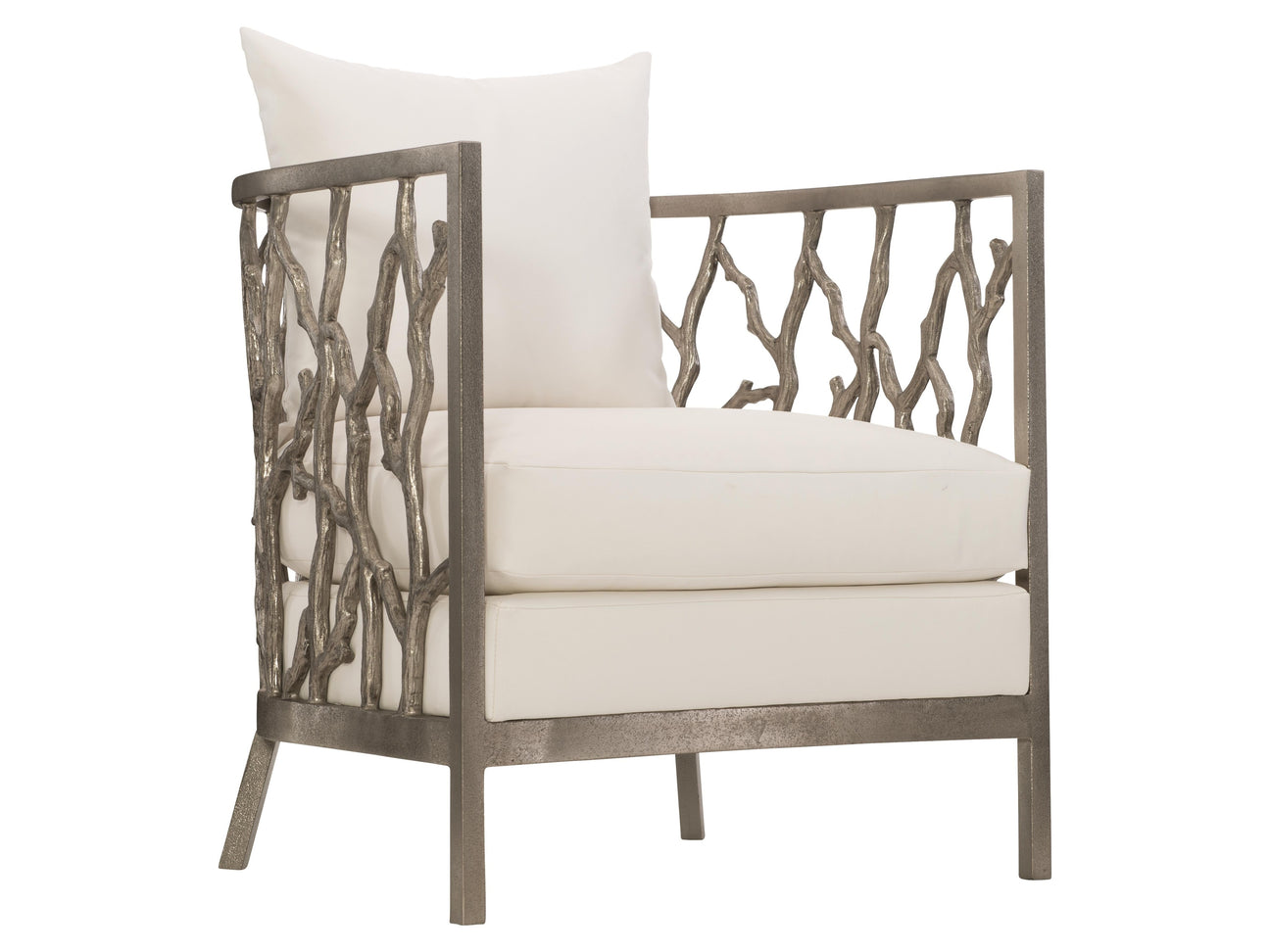 Naples Clear Powder-Coat/White/Cream Outdoor Chair - Ornate Home