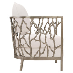 Naples Clear Powder-Coat/White/Cream Outdoor Chair - Ornate Home