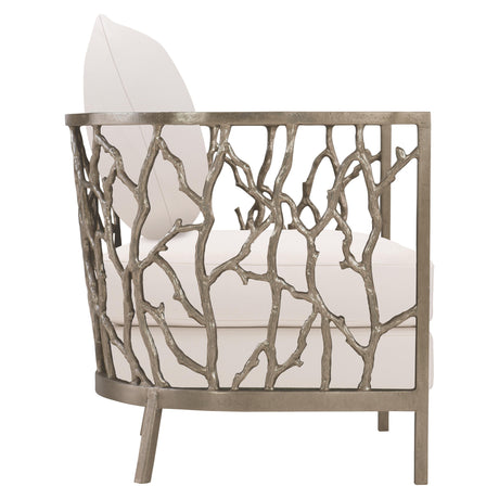 Naples Clear Powder-Coat/White/Cream Outdoor Chair - Ornate Home