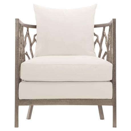 Naples Clear Powder-Coat/White/Cream Outdoor Chair - Ornate Home