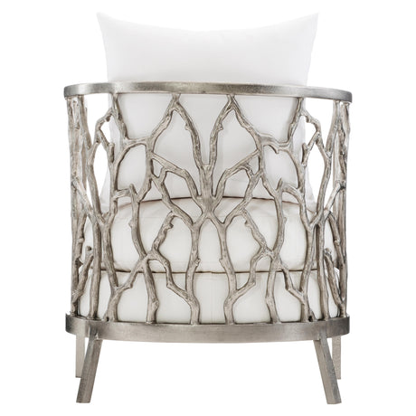 Naples Clear Powder-Coat/White/Cream Outdoor Chair - Ornate Home