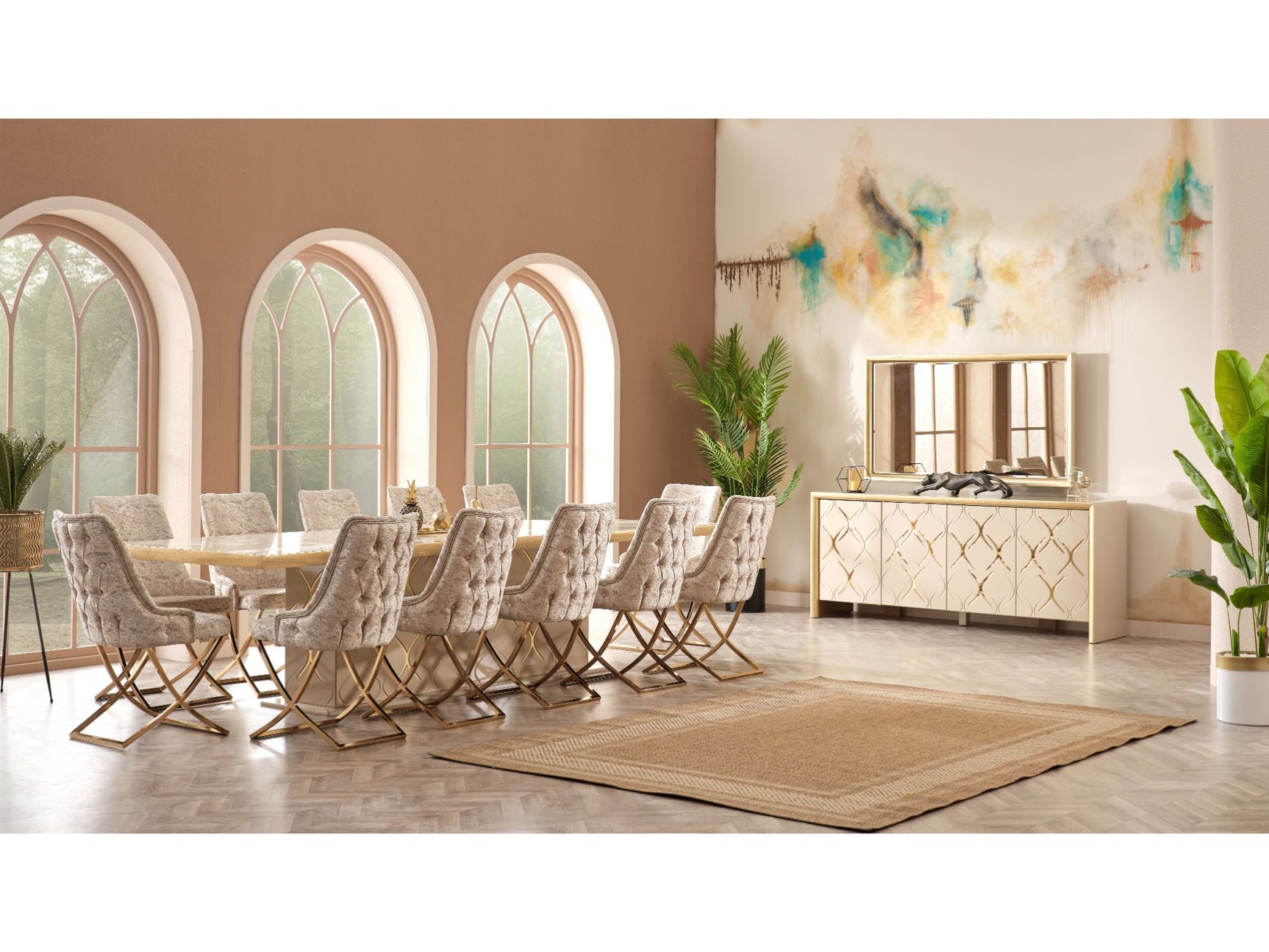 Napoli Taupe/Cream Consol With Mirror