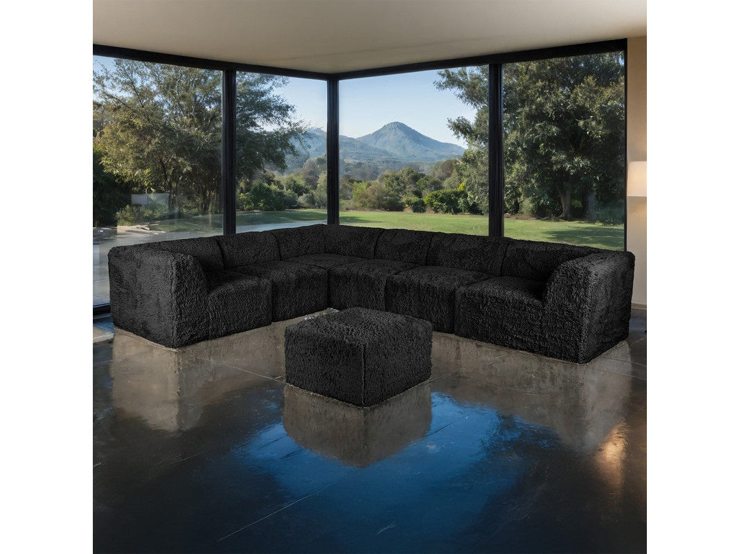 Nappi Black Large L-Sectional w/ Ottoman - Ornate Home