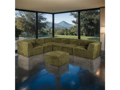 Nappi Olive Green Large L-Sectional w/ Ottoman - Ornate Home