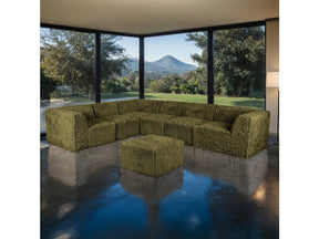 Nappi Olive Green Large L-Sectional w/ Ottoman - Ornate Home