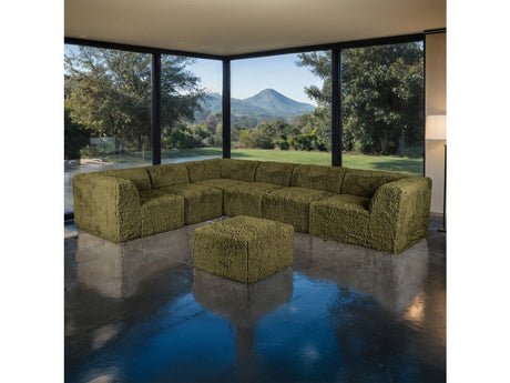 Nappi Olive Green Large L-Sectional w/ Ottoman - Ornate Home