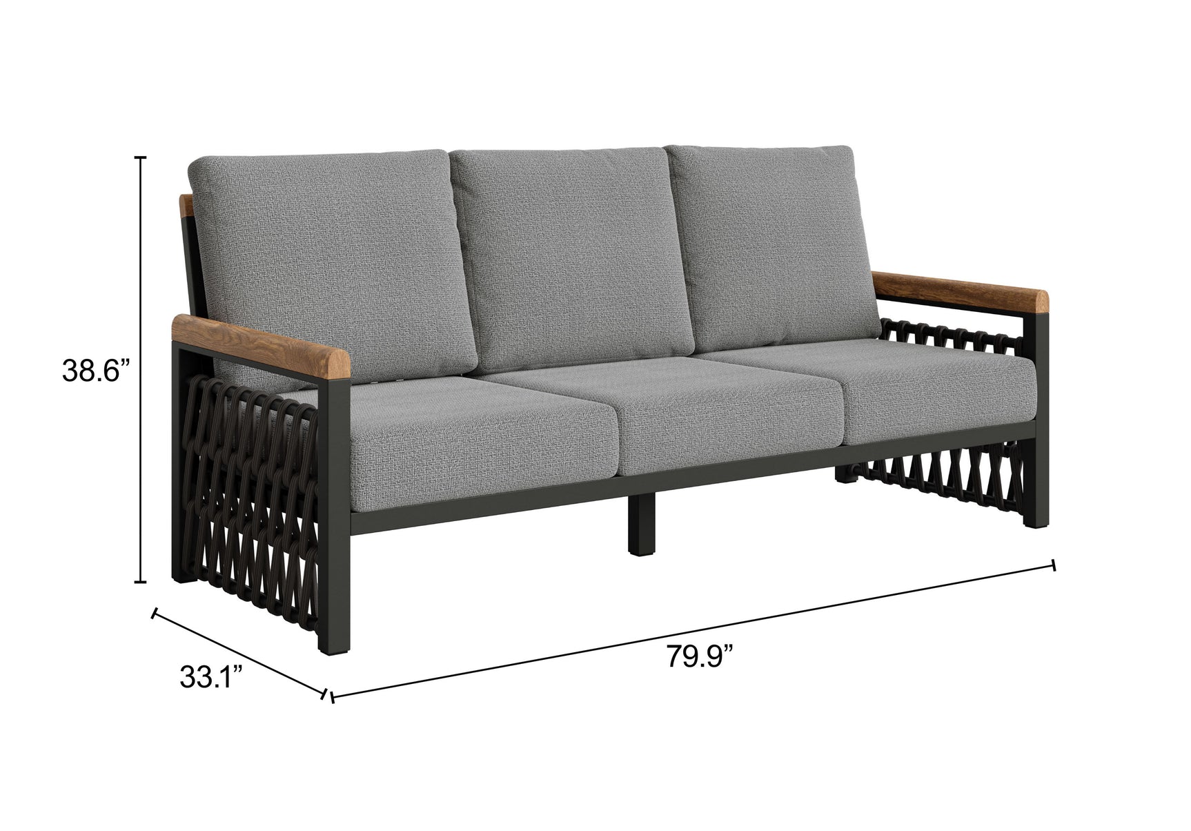 Naru Gray Outdoor Sofa - Ornate Home