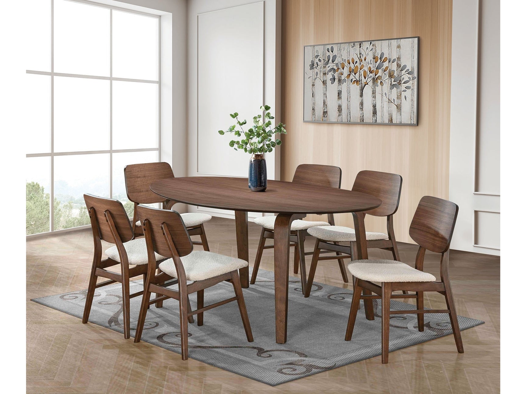 Narvik Walnut 7 Pc. Dining Room Set - Ornate Home