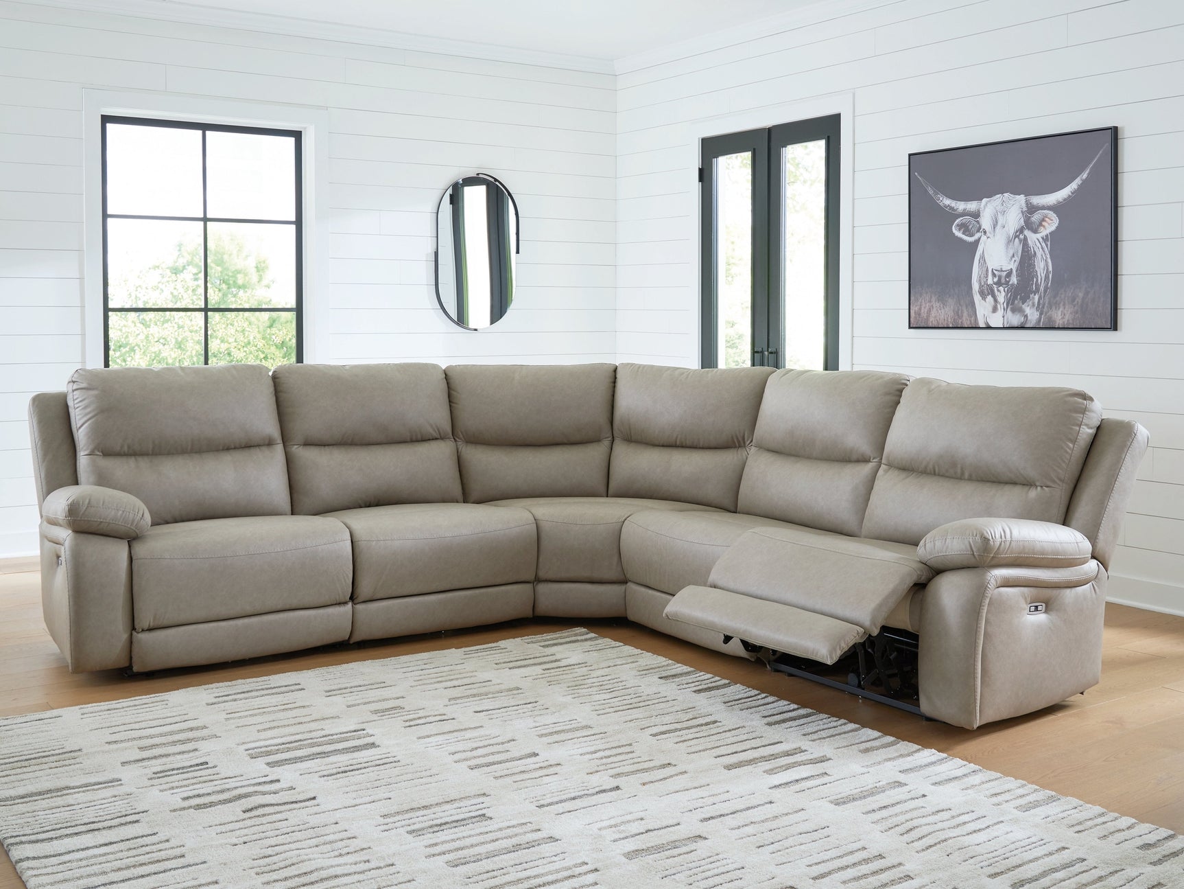 Narwhal Place Pebble 5-Piece Power Reclining Sectional - Ornate Home
