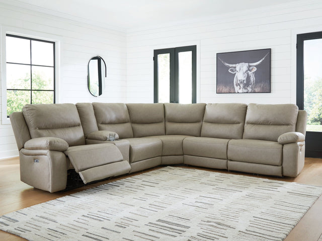 Narwhal Place Pebble 6-Piece Reclining Sectional with Storage Console (Online Special Price) - Ornate Home