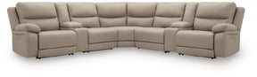 Narwhal Place Pebble 7-Piece Reclining Sectional with Storage Consoles - Ornate Home