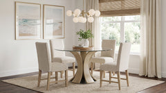 Naser Beige And Light Oak 5-Piece 48-inch Round Dining Table Set - Ornate Home