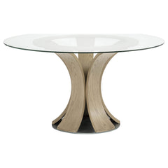 Naser Beige And Light Oak 5-Piece 48-inch Round Dining Table Set - Ornate Home