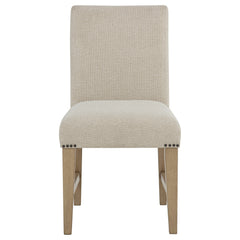 Naser Beige And Light Oak Parsons Dining Side Chair (Set Of 2) - Ornate Home