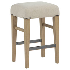 Naser Beige And Light Oak Upholstered Counter Stool (Set Of 2) - Ornate Home