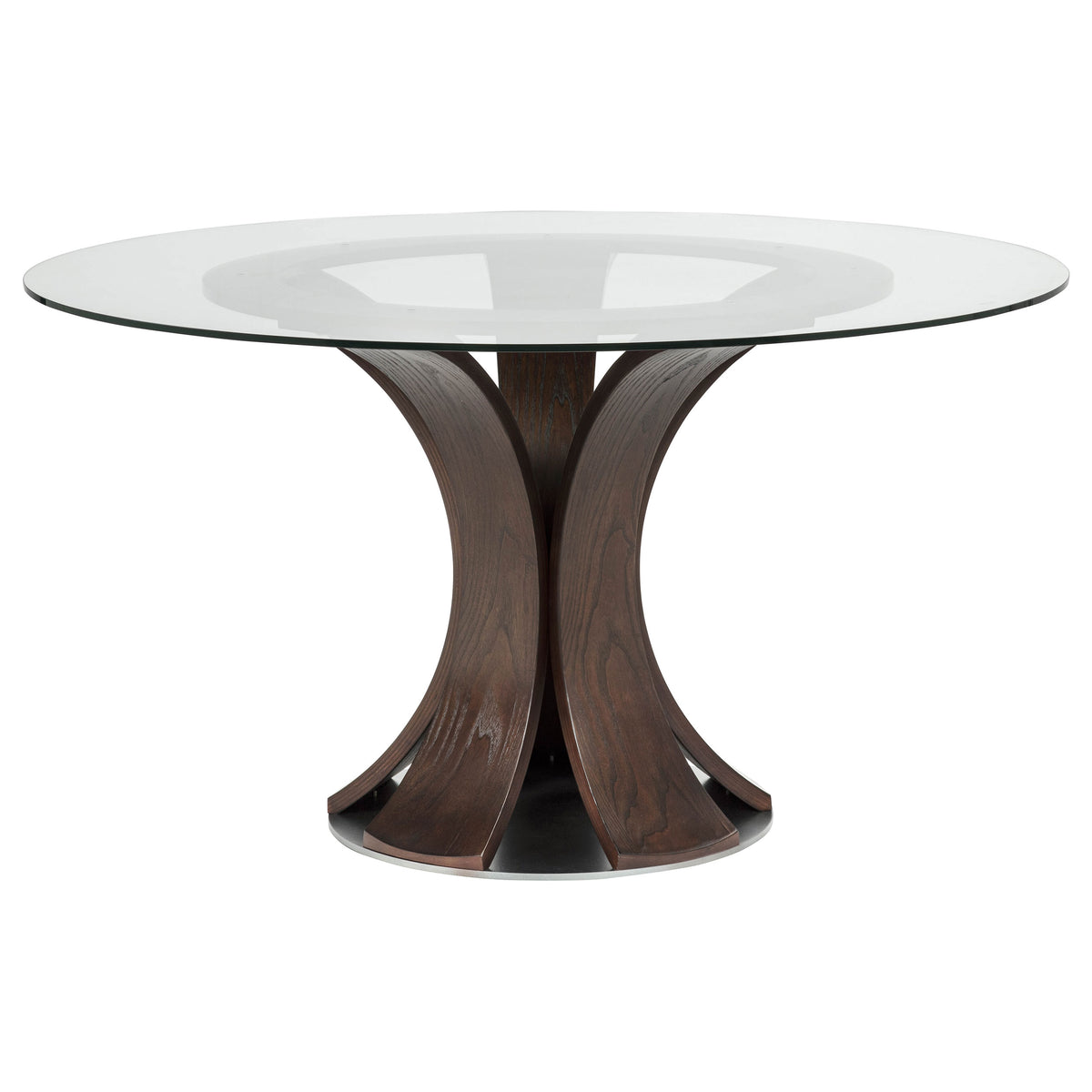 Naser Dark Walnut 48-inch Round Glass Top Dining Table - Ornate Home