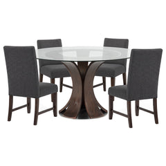 Naser Grey And Dark Walnut 5-Piece 48-inch Round Dining Table Set - Ornate Home
