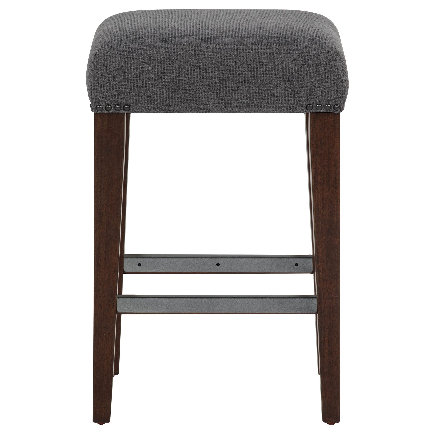 Naser Grey And Dark Walnut Upholstered Counter Stool (Set Of 2) - Ornate Home